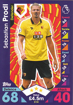 Sebastian Prodl Watford 2016/17 Topps Match Attax #314